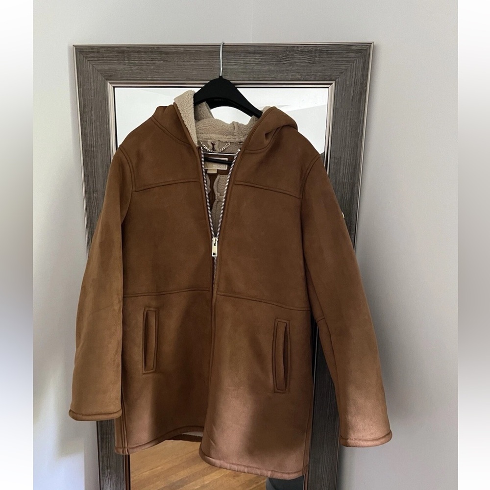 Michael Kors Brown Hooded Jacket with Sherpa Lining